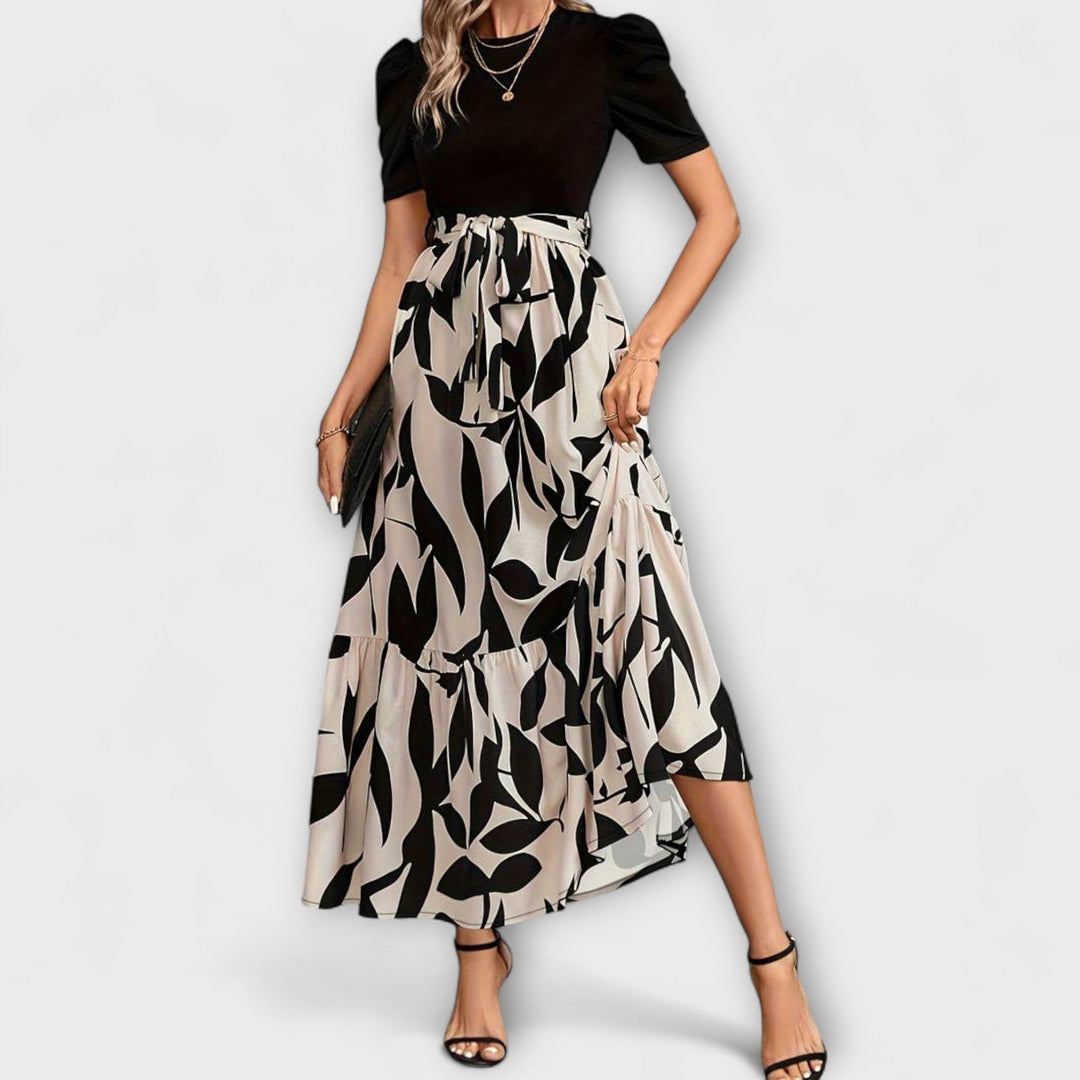 Luna  ™ ｜ Letné šaty s kvetinovým vzorom a okrúhlym výstrihom