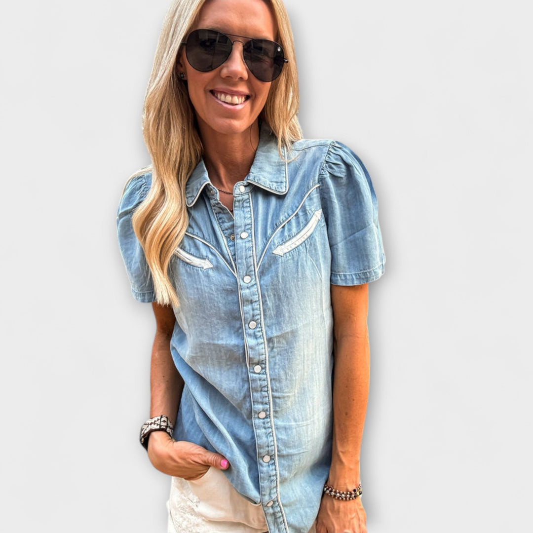 Jeseň™ ｜ Modré Booker Western Hemd s gombíkmi