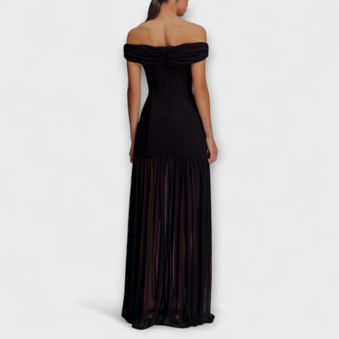 Maelie  ™ ｜ Štýlové bezramienkové bodycon maxi šaty s kvetinovými ozdobami