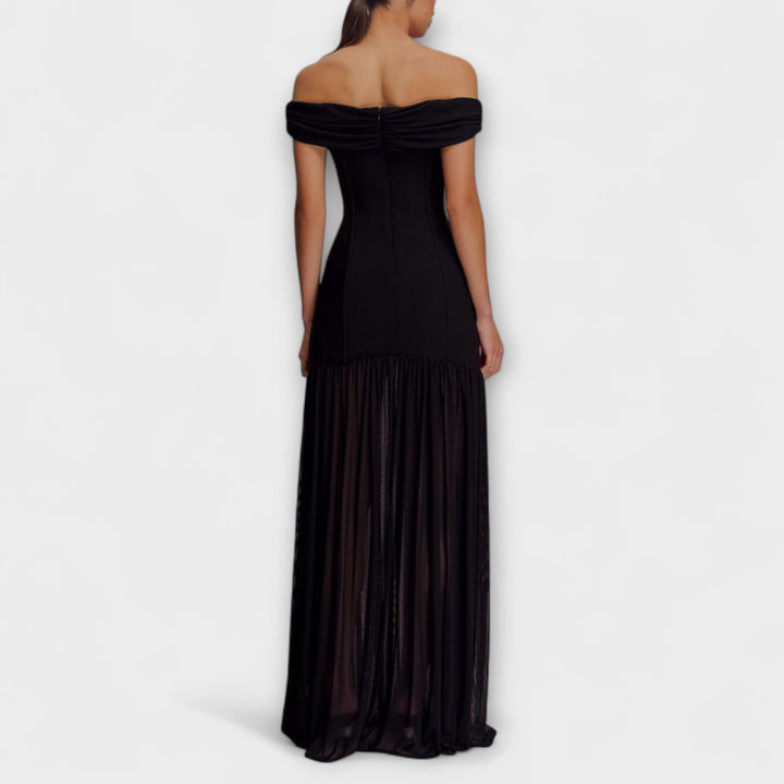 Maelie  ™ ｜ Štýlové bezramienkové bodycon maxi šaty s kvetinovými ozdobami