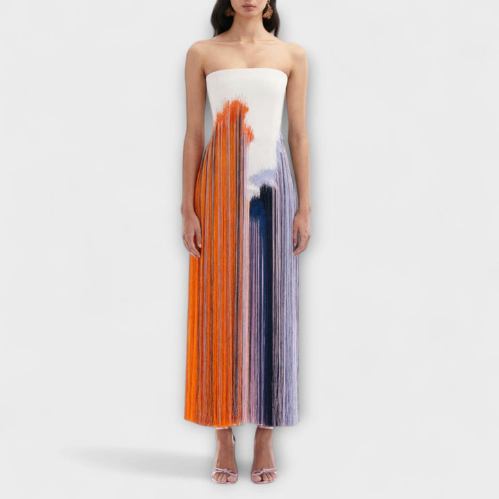 Leto ™ ｜Štýlové šaty s farebným blokovaním a trendy strapcami