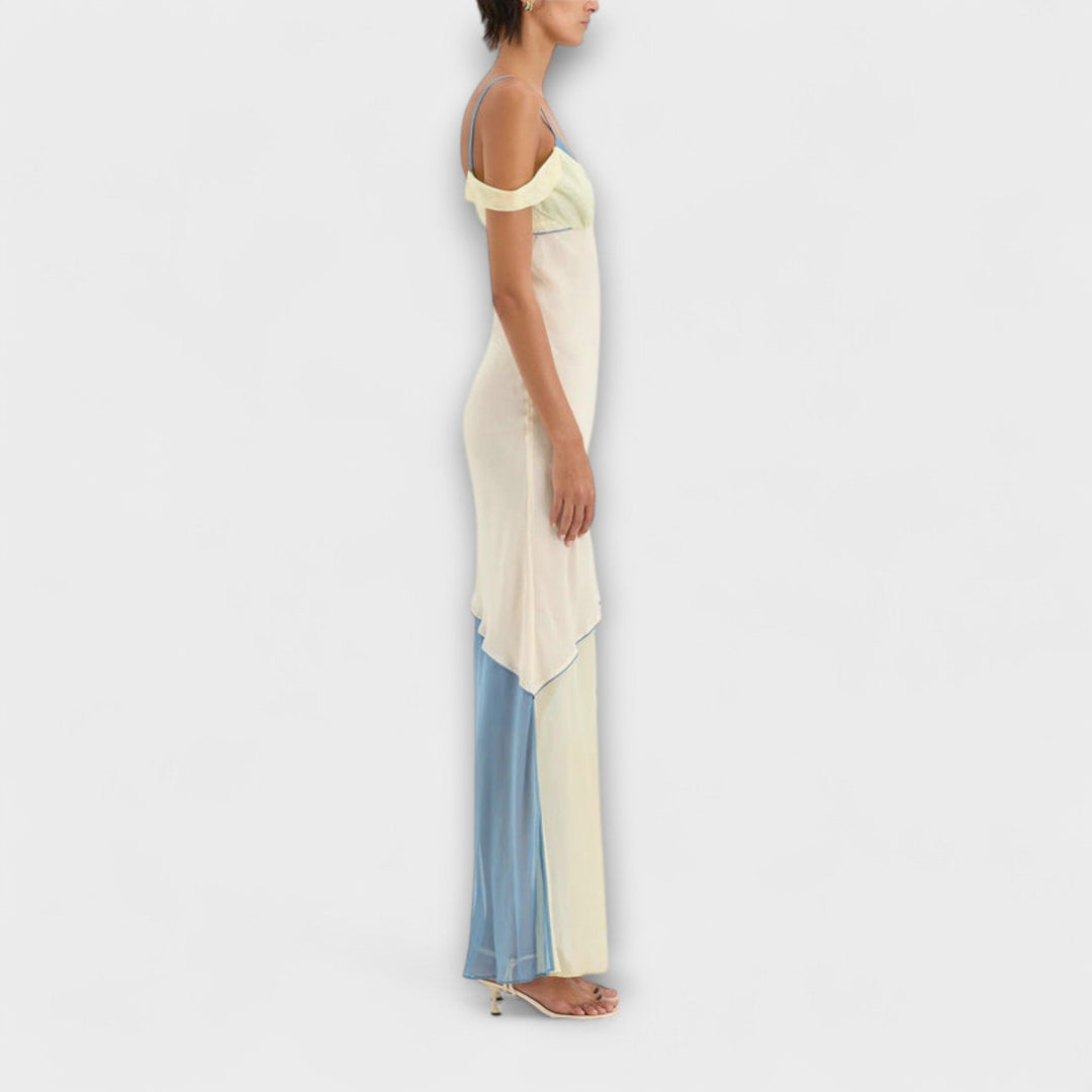 Alora ™ ｜Midi šaty Thames s detailom splicing