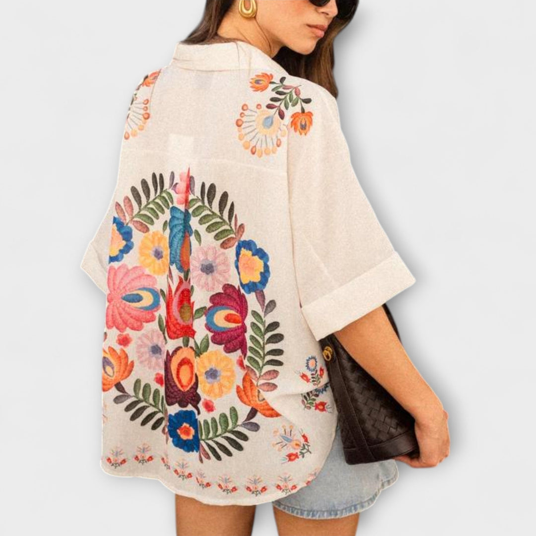 Ziva ™ ｜ Carla krátky rukáv s kvetinovým vzorom