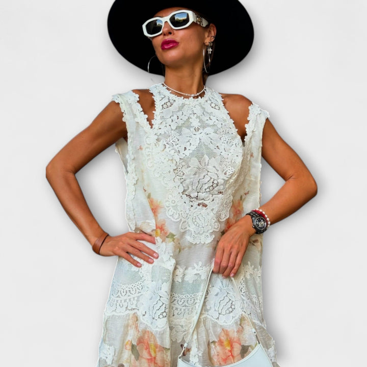 Lottie  ™ ｜ Elegantné Kelly čipkované maxi šaty