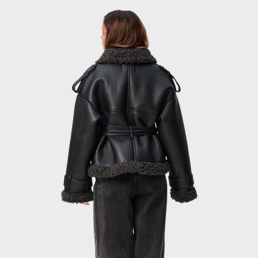 Nikola™ ｜Kabát z kožušiny s opaskom