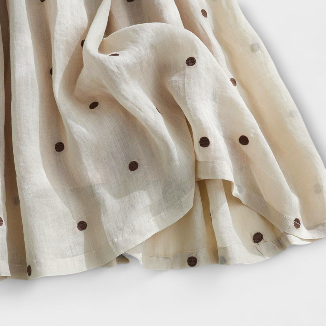 Daniela ™ ｜Hravá bodkovaná sukňa z bavlny a ľanu