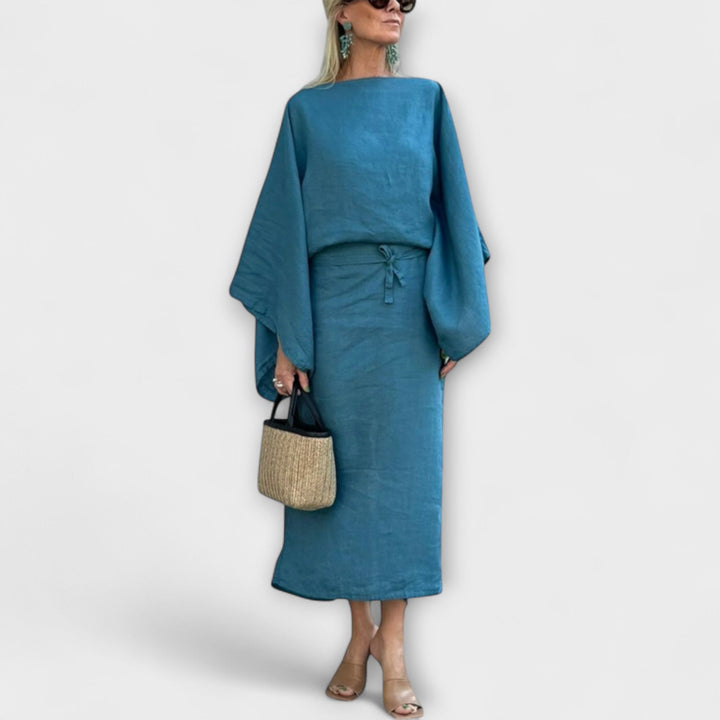 Dana ™ ｜Kimono šaty z ľanu a bavlny