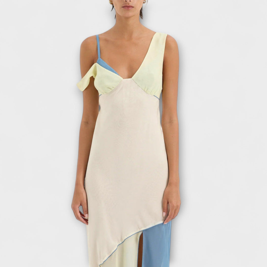 Alora ™ ｜Midi šaty Thames s detailom splicing