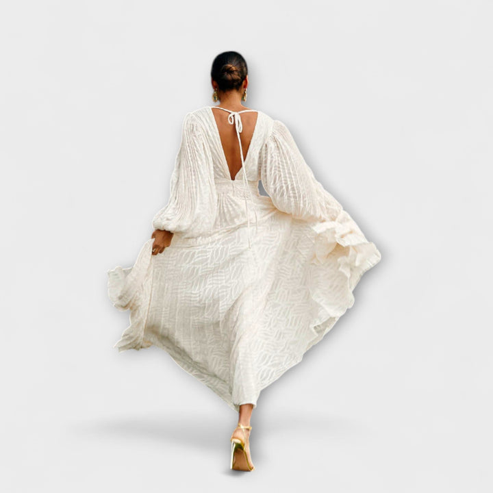 Elsa  ™ ｜ Krémové Maxi-Šaty od Allegory