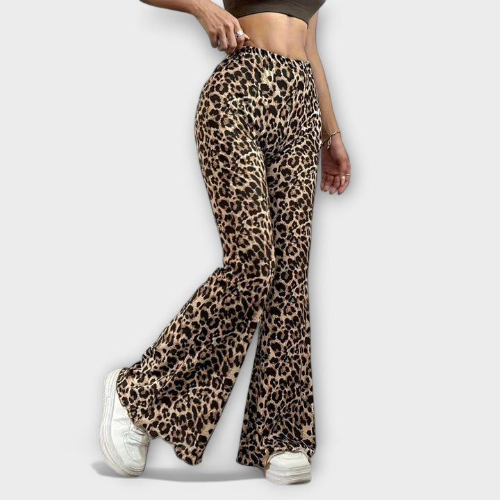 Nela ™ ｜Kalhoty Bootcut s leopardím potiskem