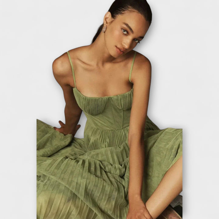 Marilyn-™ ｜Midi sukňa z tylu s dizajnom korzetu