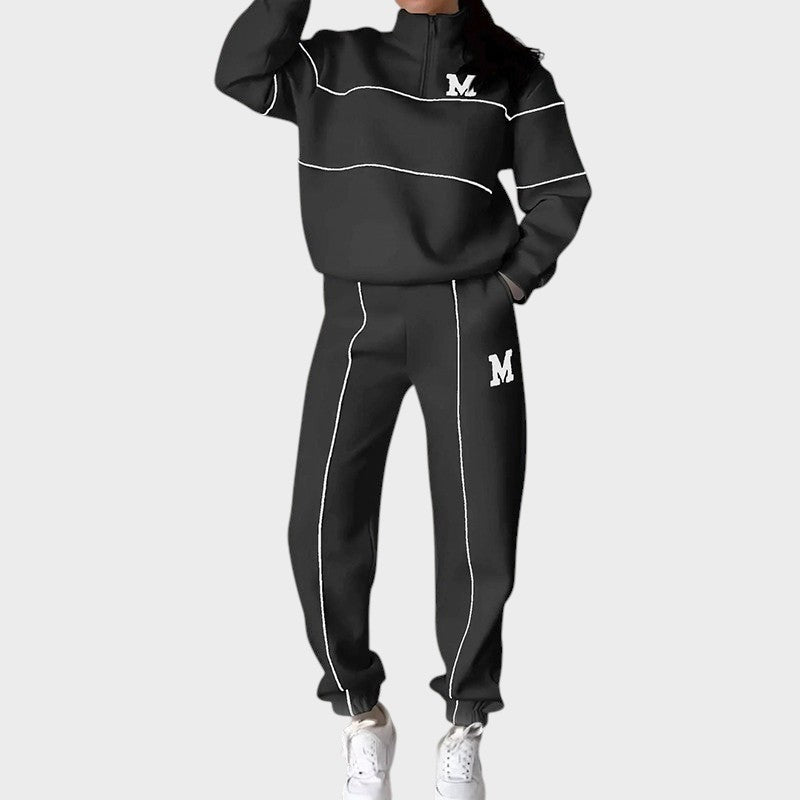 Marcela ™ ｜Ležérny set z 2 dielov s mikinou a líniovým detailom