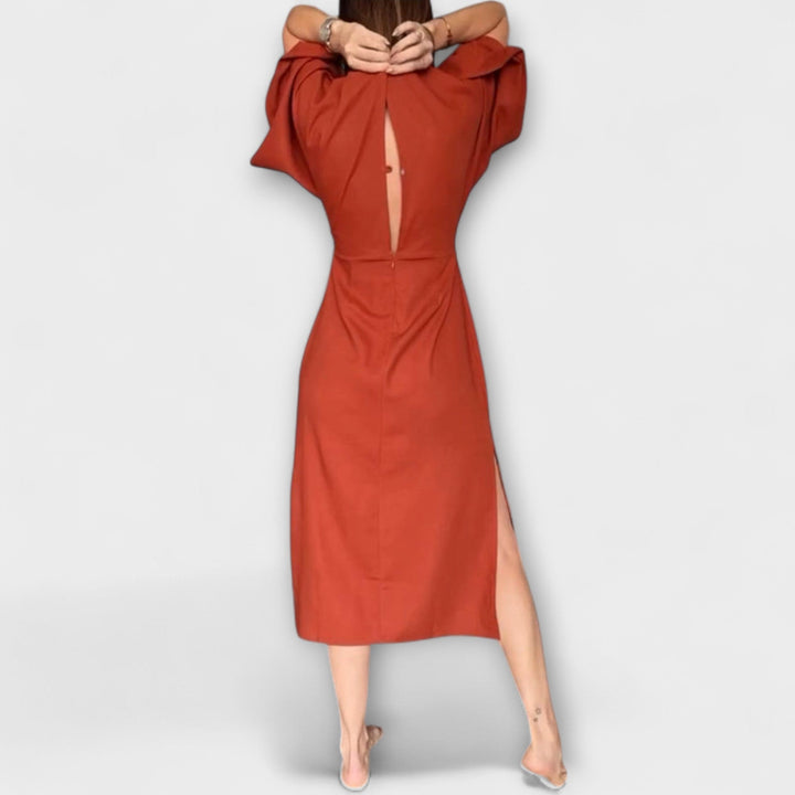 Holly ™ ｜ Pohodlné šaty s V-výstrihom z bavlny a ľanu so šnurovaním