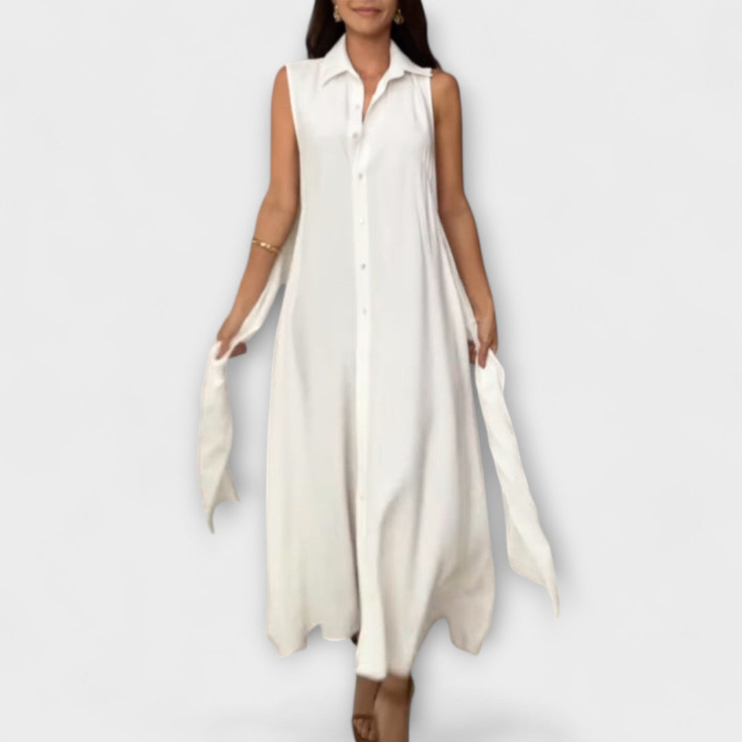 Mira ™ ｜Pôsobivé, jednoradové midi šaty s viazaním