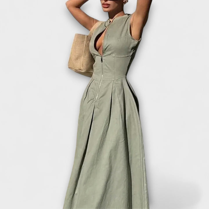 Lujza™ ｜Bezrukávové plisované bodycon midi šaty