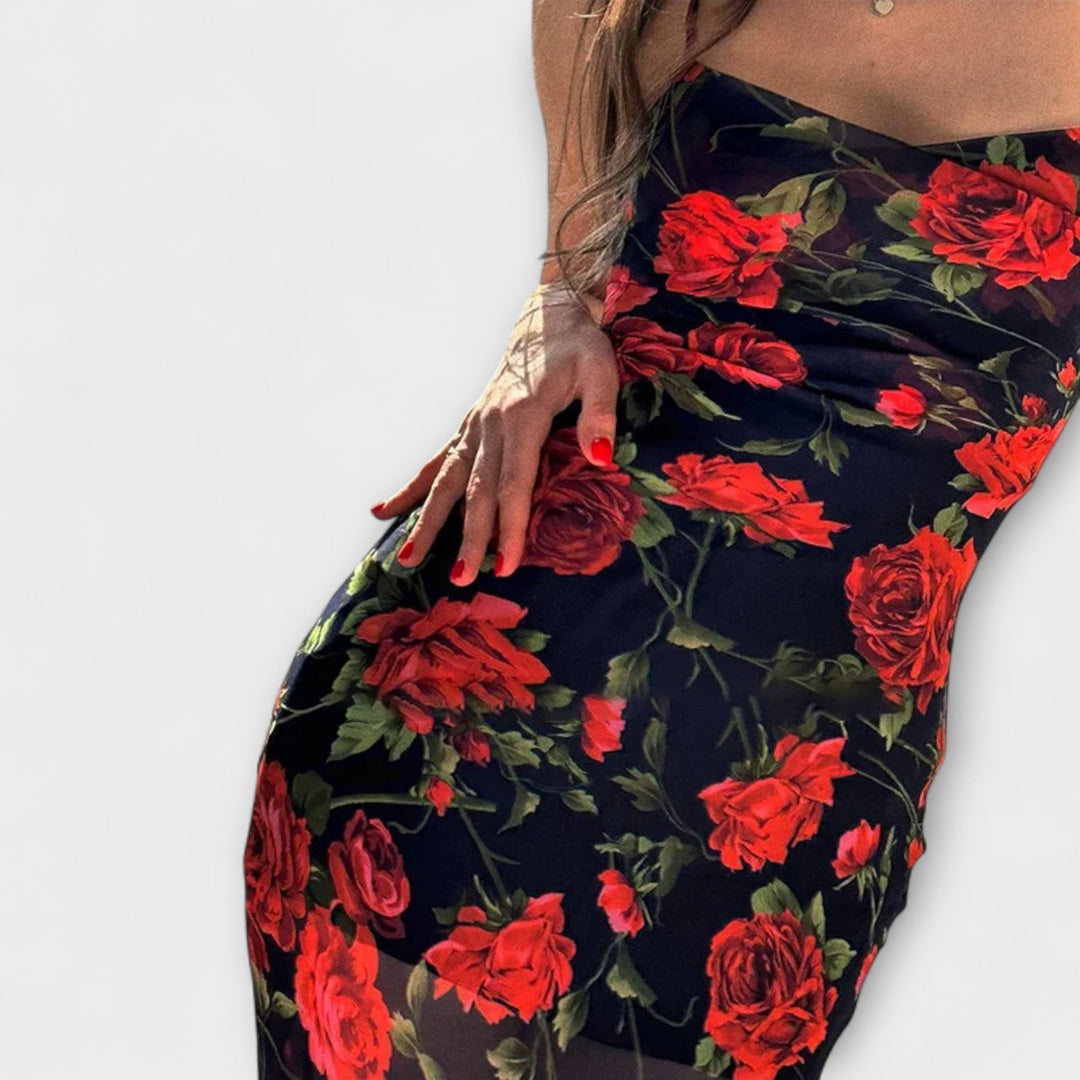 Etela ™ ｜Šaty Bodycon s ramienkami a kvetinovým vzorom