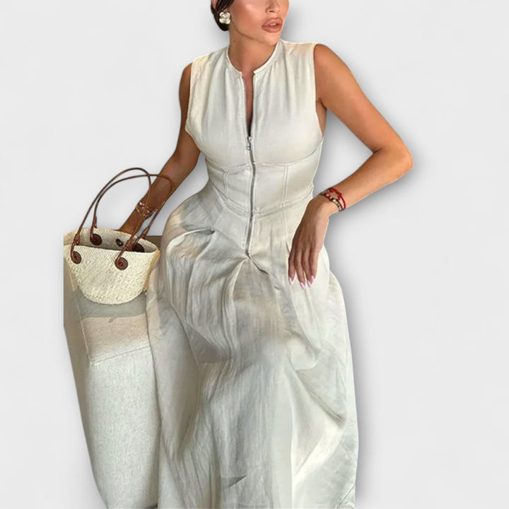 Lujza™ ｜Bezrukávové plisované bodycon midi šaty