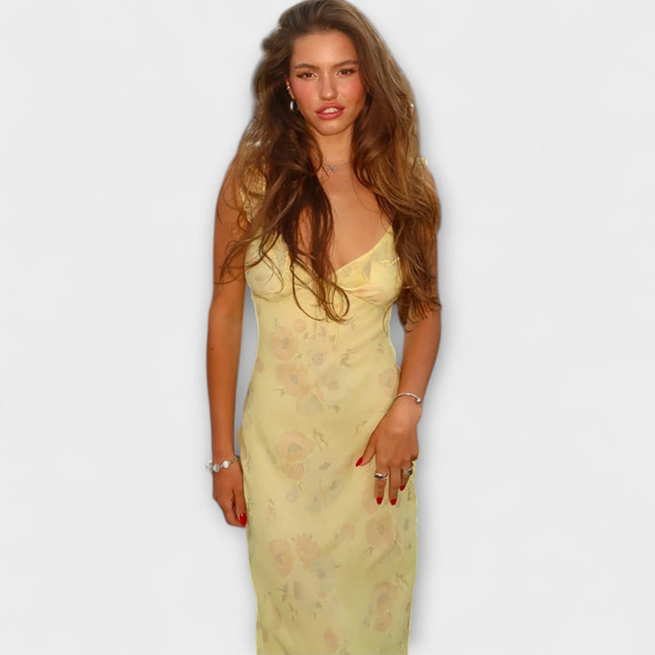 Evka ™ ｜Kryptografický kvetinový vzor maxi šaty