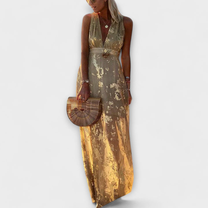 Augustína ™ ｜Plyšové šaty s V-výstrihom a detailmi z paillettes