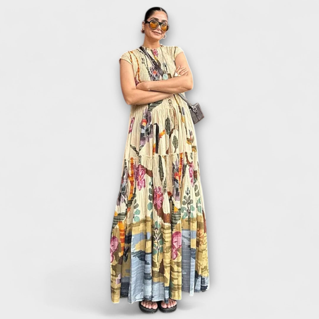 Evka ™ ｜Elegantné plisované šaty s dlhým rukávom