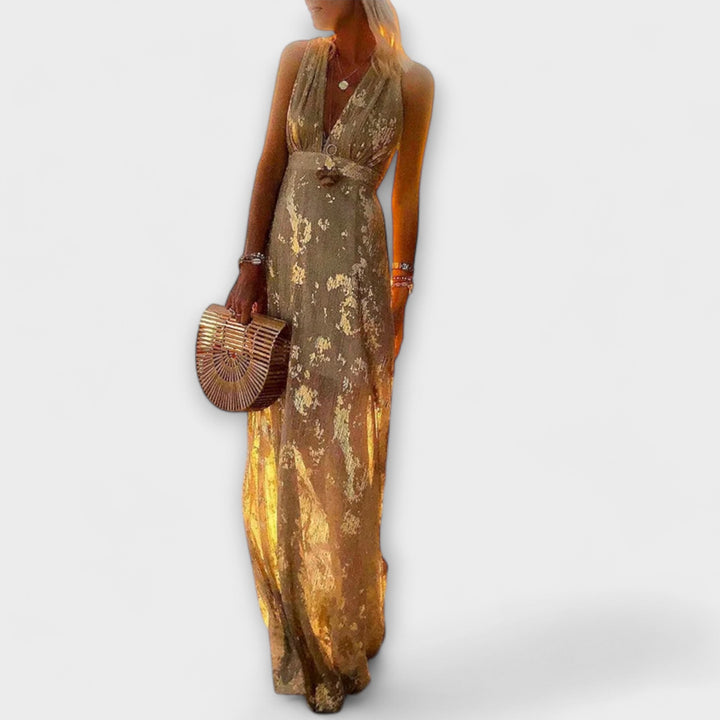 Augustína ™ ｜Plyšové šaty s V-výstrihom a detailmi z paillettes