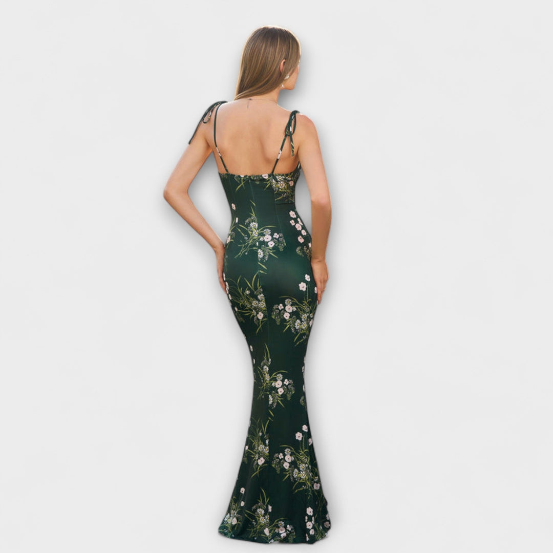 Thalia ™ ｜ Kvetinová potlač spoločenských šiat s viazanými ramienkami