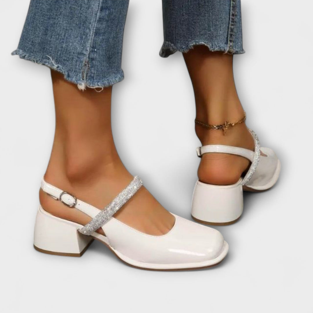 Celandra ™ ｜ Mary Janes s trblietavými remienkami a blokovým podpätkom