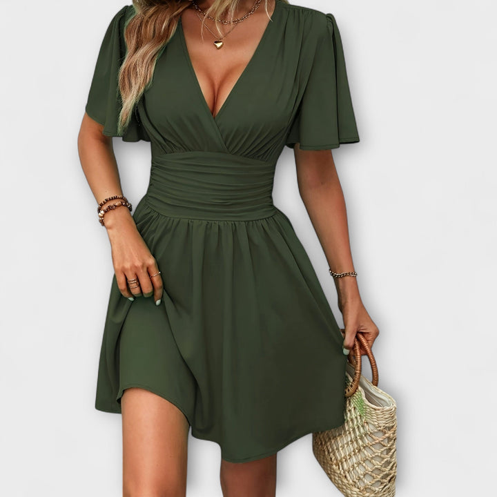 Winslet ™ ｜ Šaty s naťahovaným pásom a V-výstrihom