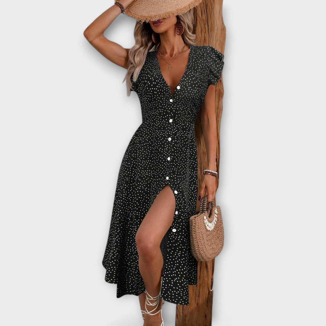 Žofia™ ｜Štýlové midi šaty s bodkami