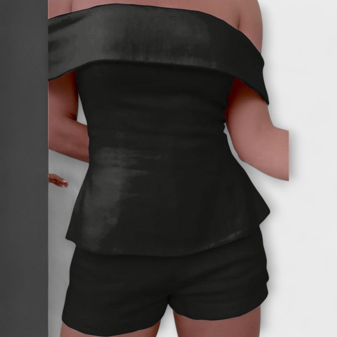 Olivia ™ ｜Biely bavlneno-ľanový dvojdielny set