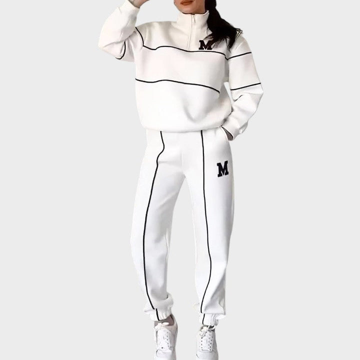 Marcela ™ ｜Ležérny set z 2 dielov s mikinou a líniovým detailom