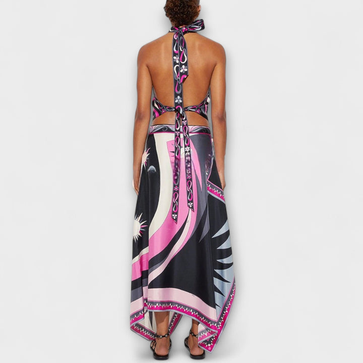 Everly ™ ｜ Sada z topu s náprsenkou a asymetrickej midi sukne