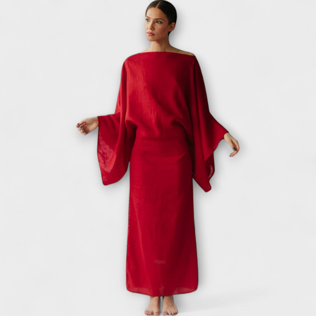 Dana ™ ｜Kimono šaty z ľanu a bavlny