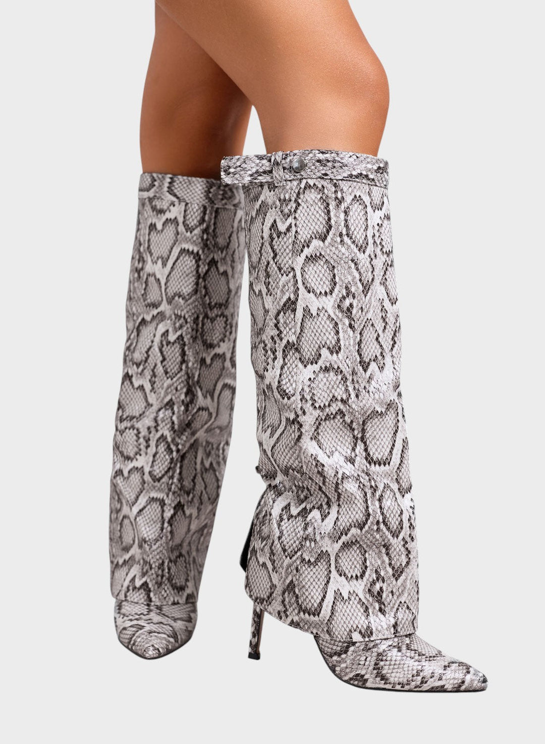 Katarína ™ ｜ Visoke čižmy s animal printom i tankom potpeticom